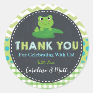 Cute Frog Green Blue Baby Shower Thank You Favor Classic Round Sticker