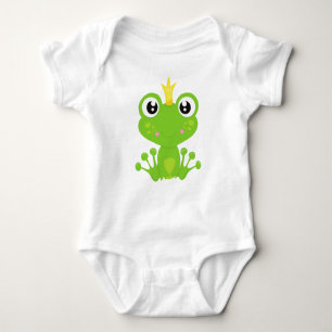 Cute Frog, Green Frog, Frog Prince, Crown Baby Bodysuit