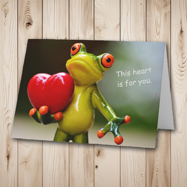 Cute Frog Holding Red Heart Valentine Holiday Card (Creator Uploaded)