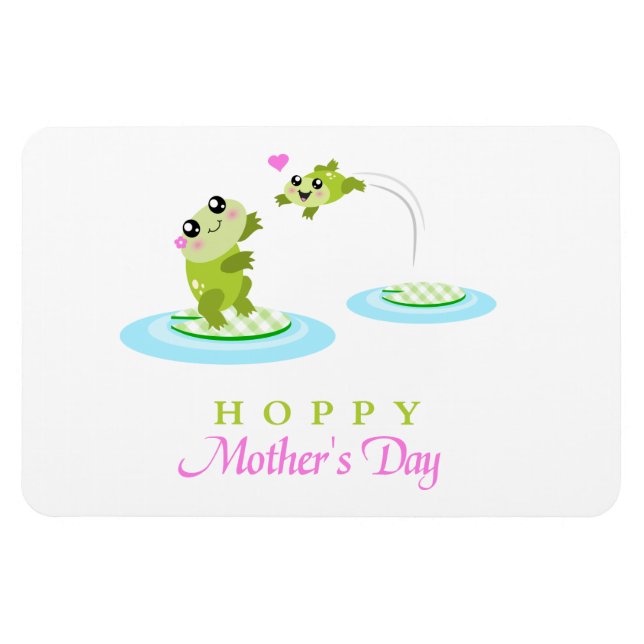 Cute Frog Hoppy Happy Mother's Day Magnet (Horizontal)
