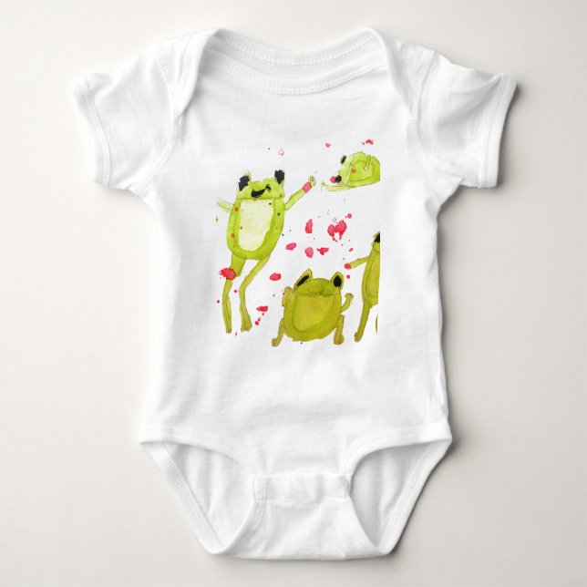 Cute frog illustration baby bodysuit (Front)