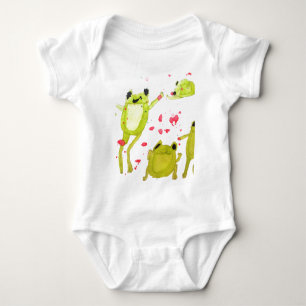 Cute frog illustration baby bodysuit