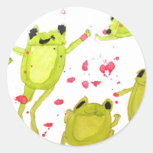 Cute frog illustration classic round sticker