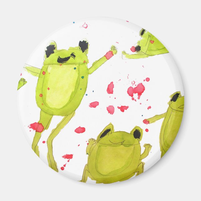 Cute frog illustration magnet (Front)