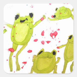 Cute frog illustration square sticker