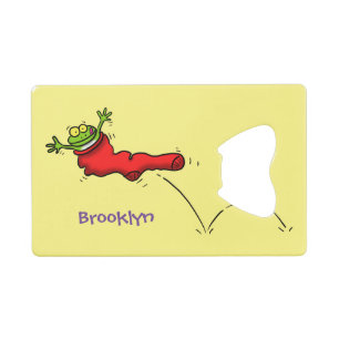 Cute frog in a red sock jumping cartoon