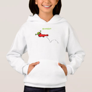 Cute frog in a red sock jumping cartoon