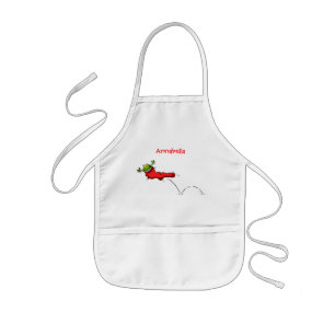 Cute frog in a red sock jumping cartoon kids apron