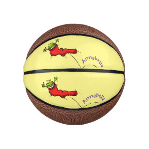 Cute frog in a red sock jumping cartoon mini basketball