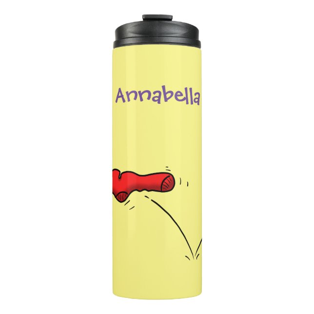 Cute frog in a red sock jumping cartoon thermal tumbler (Front)