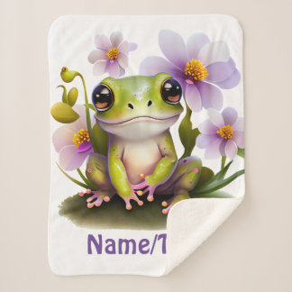 Cute Frog in Flowers, baby blanket