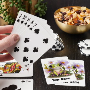 Cute Frog in Flowers Playing Cards