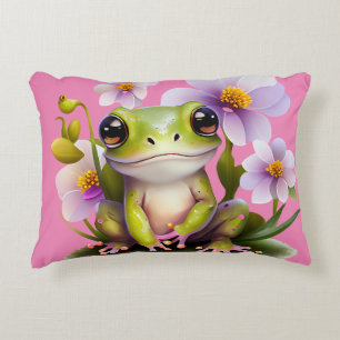 Cute Frog in Flowers Sofa Decorative Cushion