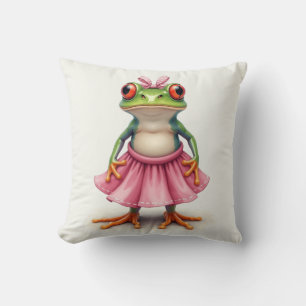 Cute Frog in Pink Cushion