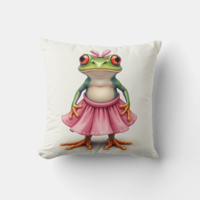 Cute Frog in Pink Cushion (Front)