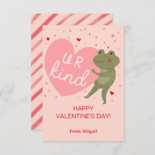 Cute Frog Kids Classroom Valentine Note Card