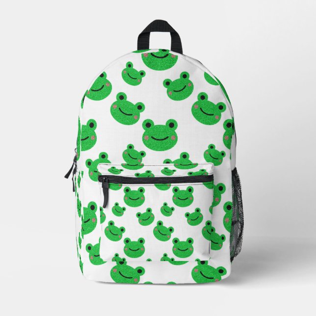 Cute Frog Kids School Printed Backpack (Front)