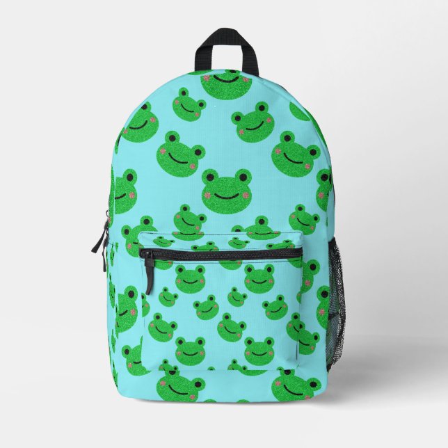 Cute Frog Kids School Printed Backpack (Front)
