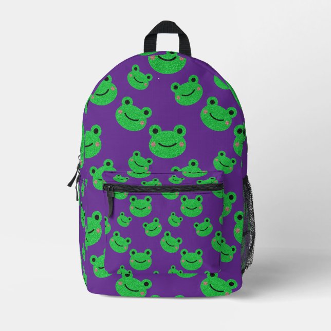 Cute Frog Kids School Printed Backpack (Front)