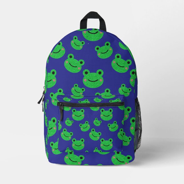 Cute Frog Kids School Printed Backpack (Front)