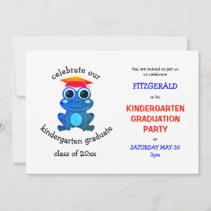 Cute Frog Kindergarten Graduation Party Invitation