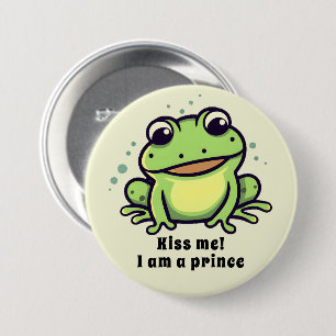Cute frog kiss me 7.5 cm round badge