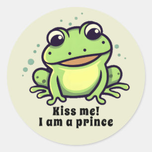 Cute frog kiss me classic round sticker