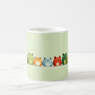 Cute Frog Lineup – Colourful Kawaii Animal Art Coffee Mug
