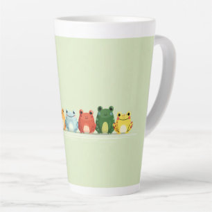 Cute Frog Lineup – Colourful Kawaii Animal Art Latte Mug