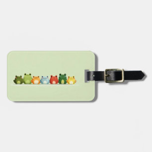Cute Frog Lineup – Colourful Kawaii Animal Art Luggage Tag