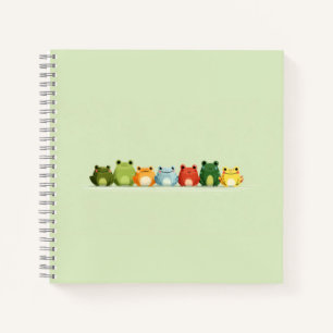 Cute Frog Lineup – Colourful Kawaii Animal Art Notebook