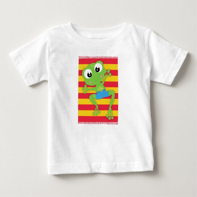 Cute Frog, Little Frog, Green Frog, Beach Towel Baby T-Shirt (Front)