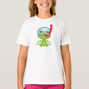 Cute Frog, Little Frog, Green Frog, Snorkel T-Shirt