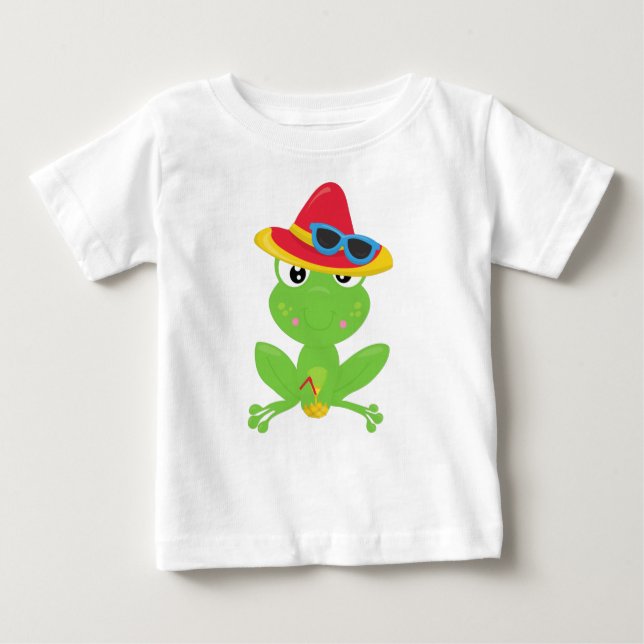 Cute Frog, Little Frog, Green Frog, Sunglasses Baby T-Shirt (Front)