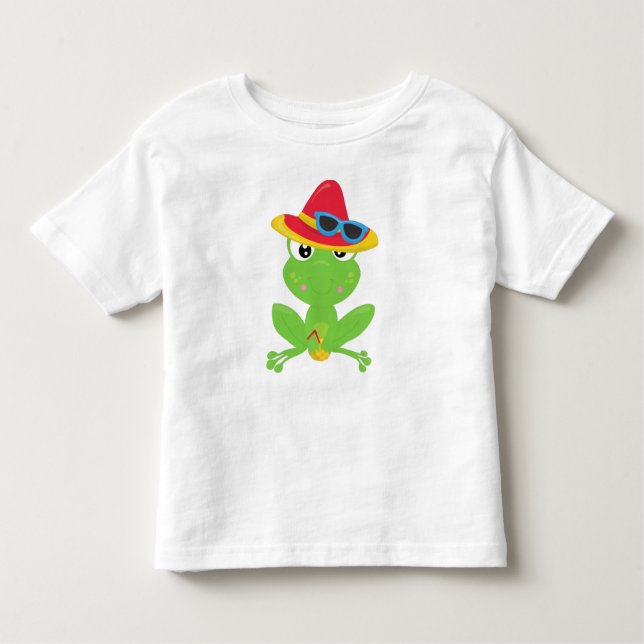 Cute Frog, Little Frog, Green Frog, Sunglasses Toddler T-Shirt (Front)