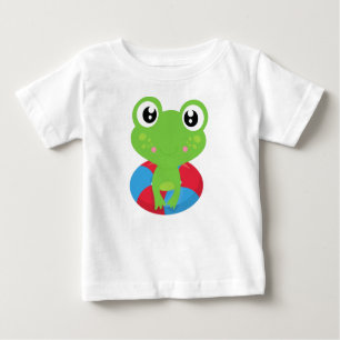 Cute Frog, Little Frog, Green Frog, Swim Ring Baby T-Shirt