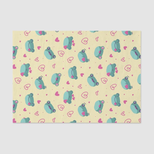 Cute Frog Love Heart Pattern Valentine's Day Tissue Paper (Front)