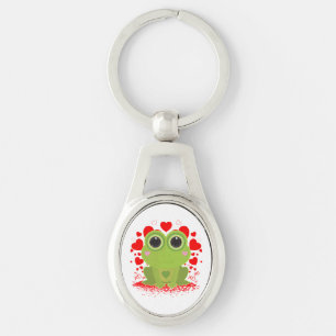 Cute Frog Love XOXO Kawaii Animal Heart Artwork Key Ring