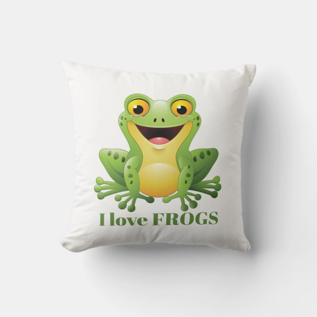 cute frog lovers add message decor cushion (Front)