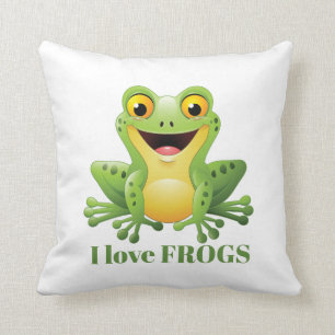 cute frog lovers add message decor cushion