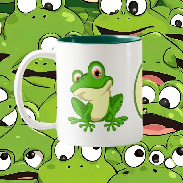 Cute frog lovers add message Two-Tone coffee mug (Creator Uploaded)