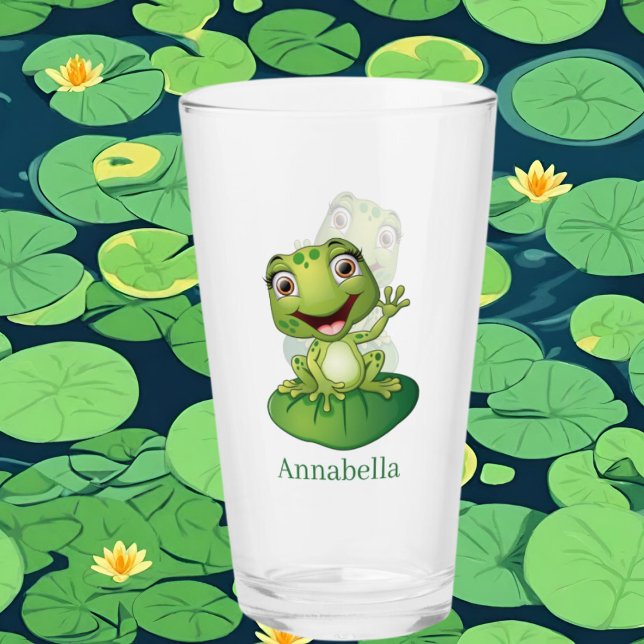 cute frog lovers add name glass (Creator Uploaded)
