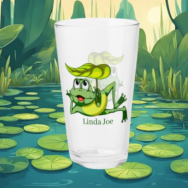 cute frog lovers add name Glass (Creator Uploaded)