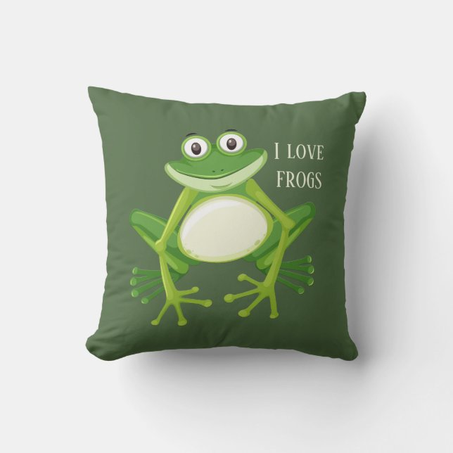 cute frog lovers add text  cushion (Front)