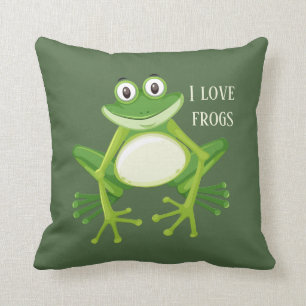 cute frog lovers add text cushion