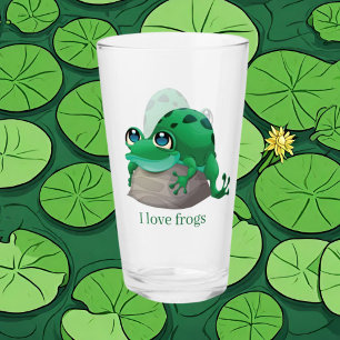 cute frog lovers add text glass