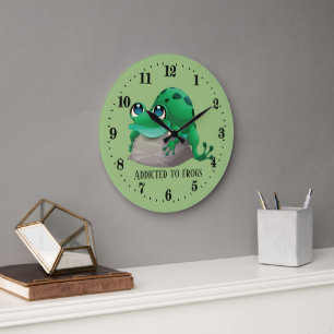 cute frog lovers add text  large clock