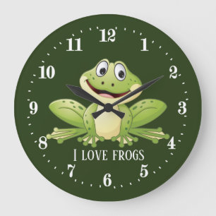 cute frog lovers add text Large Clock 
