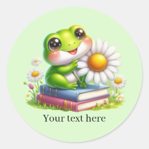 Cute frog lovers customisable  classic round sticker