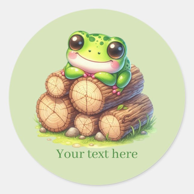 Cute frog lovers customisable classic round sticker (Front)